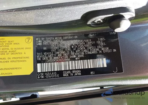 2008 Toyota Highlander Limited z USA, uszkodzony, nr VIN JTEDS42A282028466